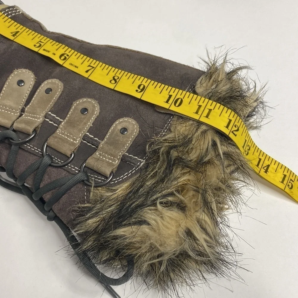 SOREL JOAN OF ARCTIC SNOW BOOTS FAUX FUR WATERPROOF BLACK & TAUPE WOMEN’S SZ 5
